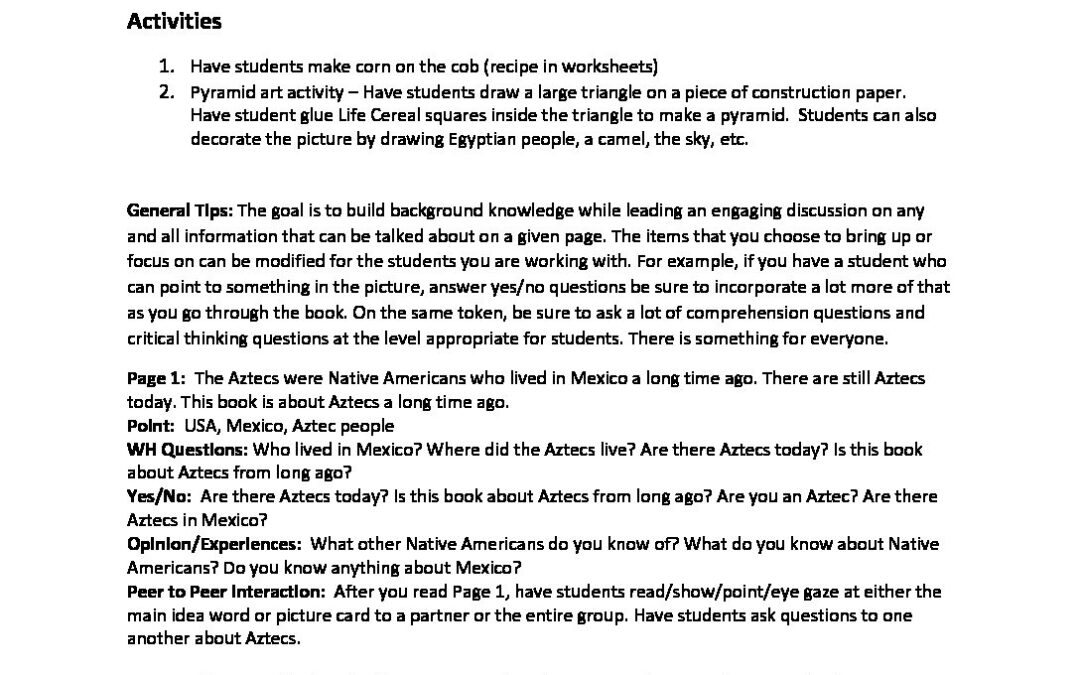 Aztec L1 Teacher Notes