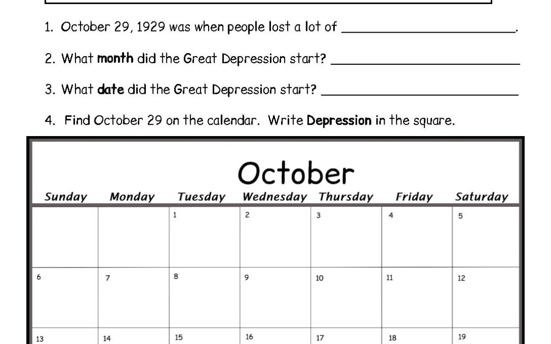 Great Depression Worksheets Portrait 2