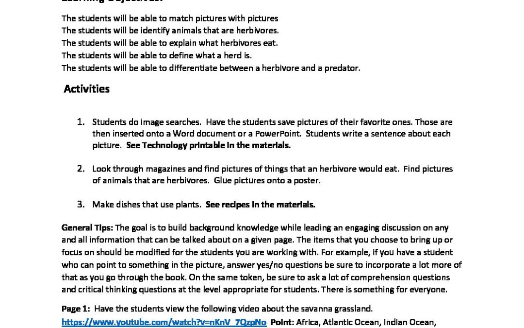 Herbivore Teacher Notes