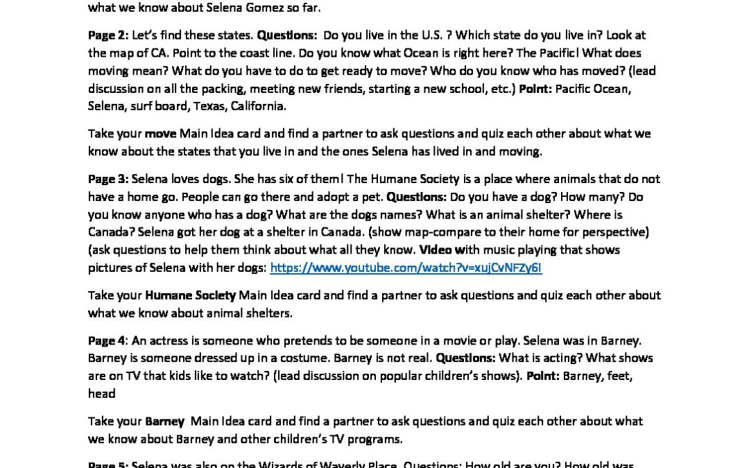 Selena Teacher Notes